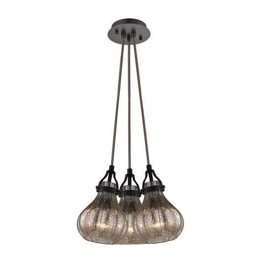 Danica 3-Light Nesting Pendant Fixture in Oil Rubbed Bronze with Mercury Glass ELK Lighting | Pendant Lamps | Modishstore