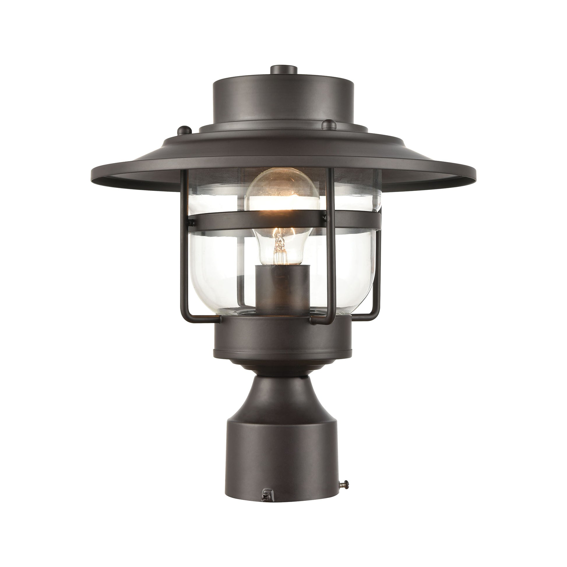Renninger 1-Light Outdoor Post Mount in Oil Rubbed Bronze with Clear Glass by ELK Lighting | Modishstore | Outdoor Lights