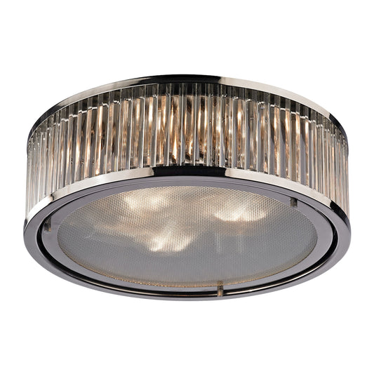 Linden Manor 3-Light Flush Mount in Polished Nickel with Diffuser ELK Lighting | Ceiling Lamps | Modishstore