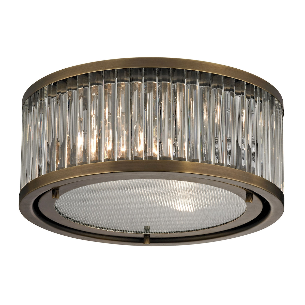 Linden Manor 2-Light Flush Mount in Aged Brass with Diffuser ELK Lighting | Ceiling Lamps | Modishstore