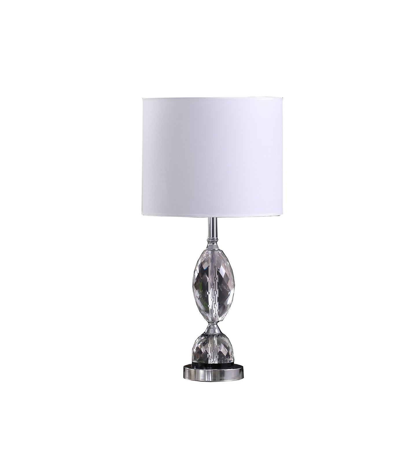 24" Silver Crystal Standard Table Lamp With White Shade By Homeroots | Table Lamps | Modishstore - 2