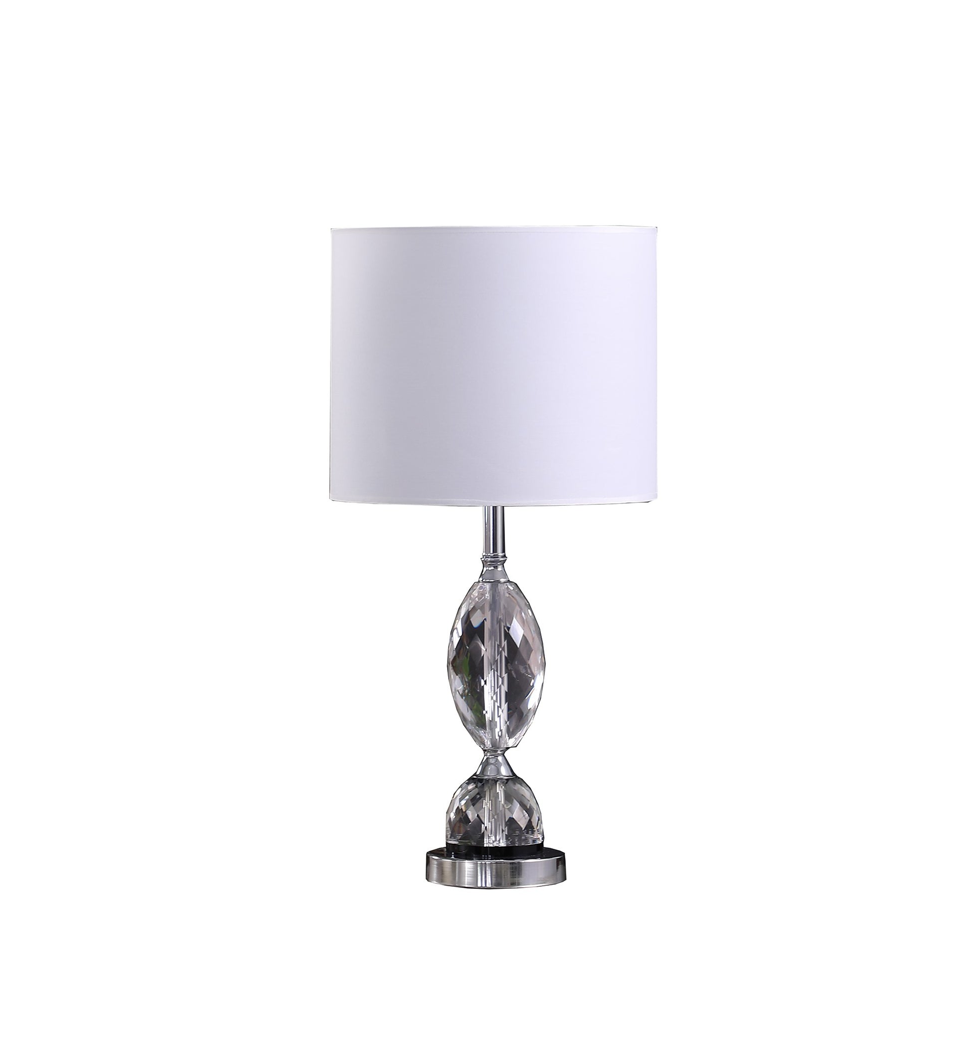 24" Silver Crystal Standard Table Lamp With White Shade By Homeroots | Table Lamps | Modishstore - 2