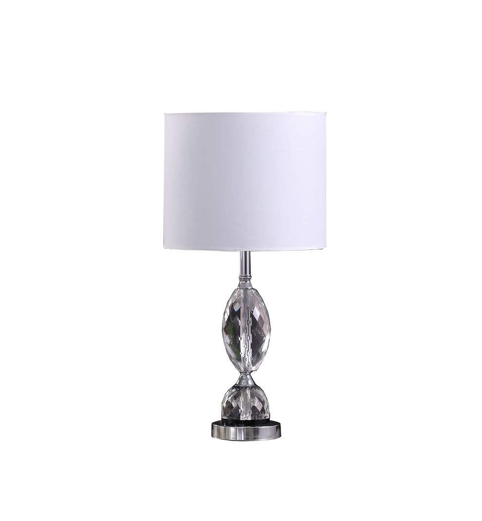 24" Silver Crystal Standard Table Lamp With White Shade By Homeroots | Table Lamps | Modishstore - 2