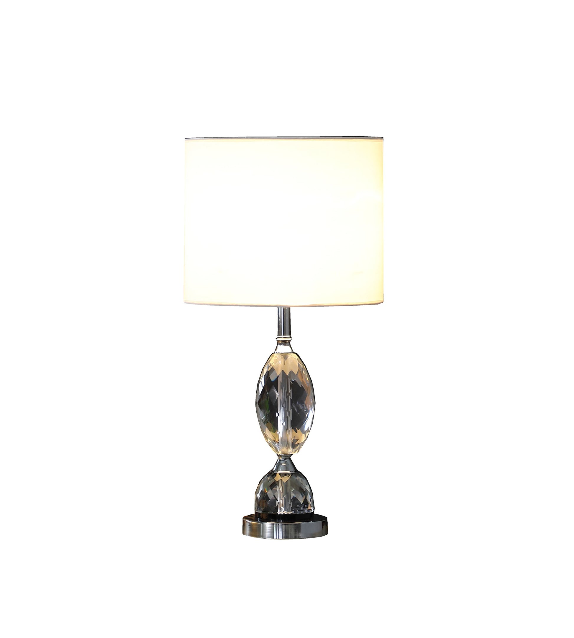24" Silver Crystal Standard Table Lamp With White Shade By Homeroots | Table Lamps | Modishstore - 3