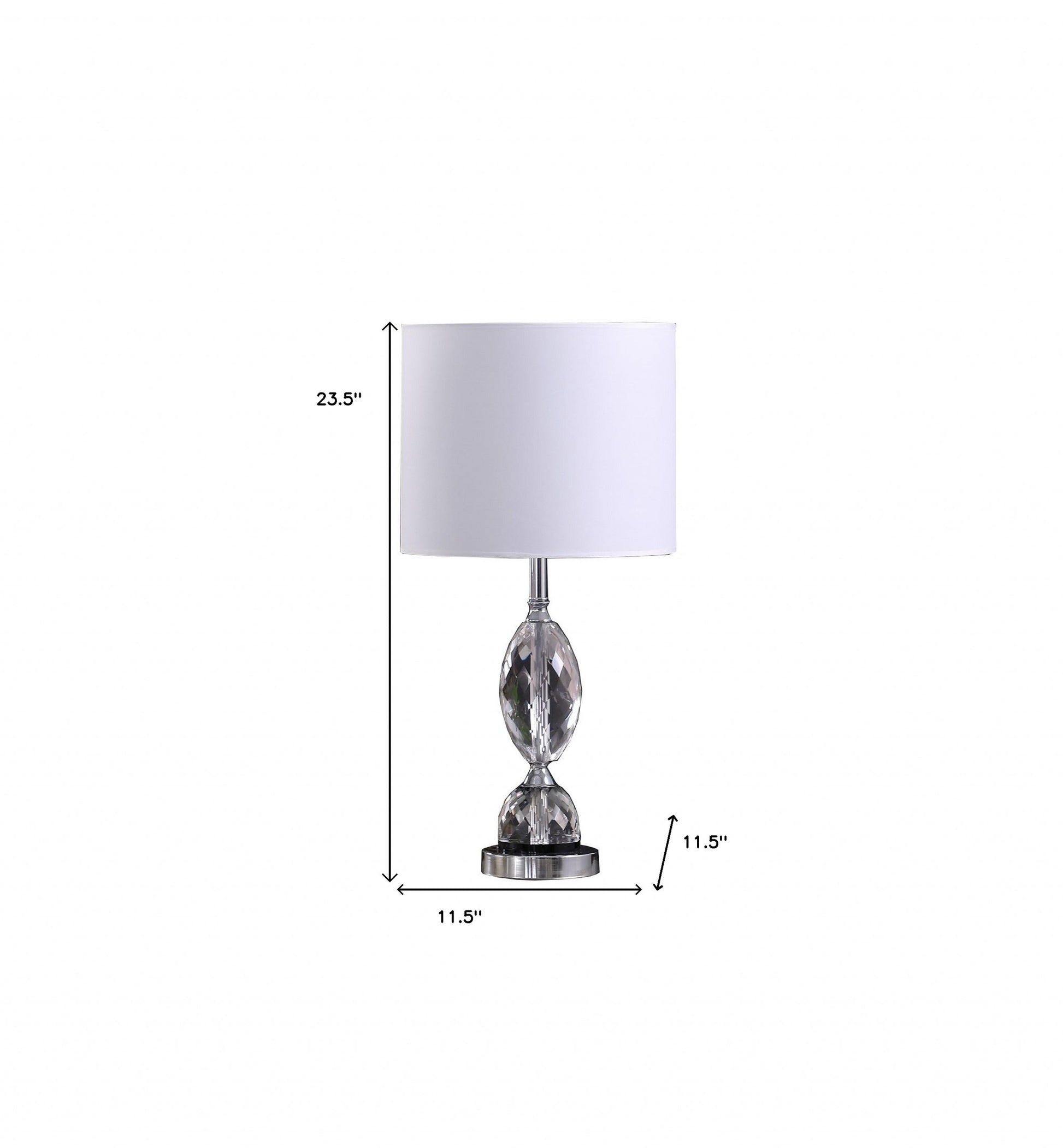 24" Silver Crystal Standard Table Lamp With White Shade By Homeroots | Table Lamps | Modishstore - 5