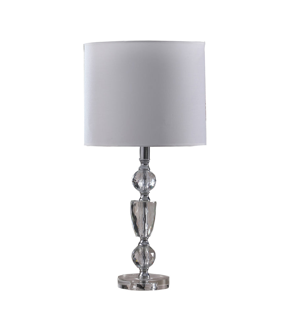24" Clear Cut Faux Crystal Glam Table Lamp With White Classic Drum Shade By Homeroots | Table Lamps | Modishstore - 2
