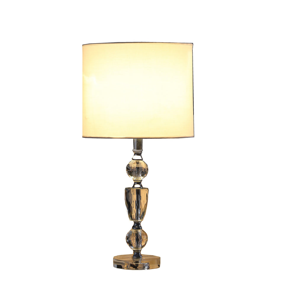 24" Clear Cut Faux Crystal Glam Table Lamp With White Classic Drum Shade By Homeroots | Table Lamps | Modishstore - 3