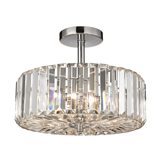 Clearview 3-Light Semi Flush in Polished Chrome with Crystal Prisms ELK Lighting | Ceiling Lamps | Modishstore