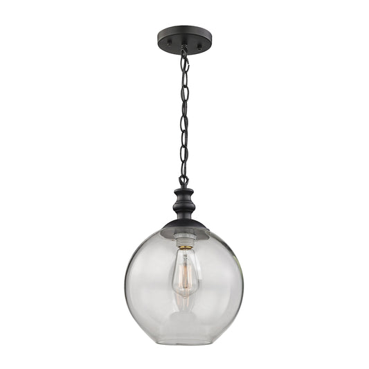 Bergen 1-Light Mini Pendant in Matte Black with Clear Glass ELK Lighting 46222/1 | Pendant Lamps | Modishstore