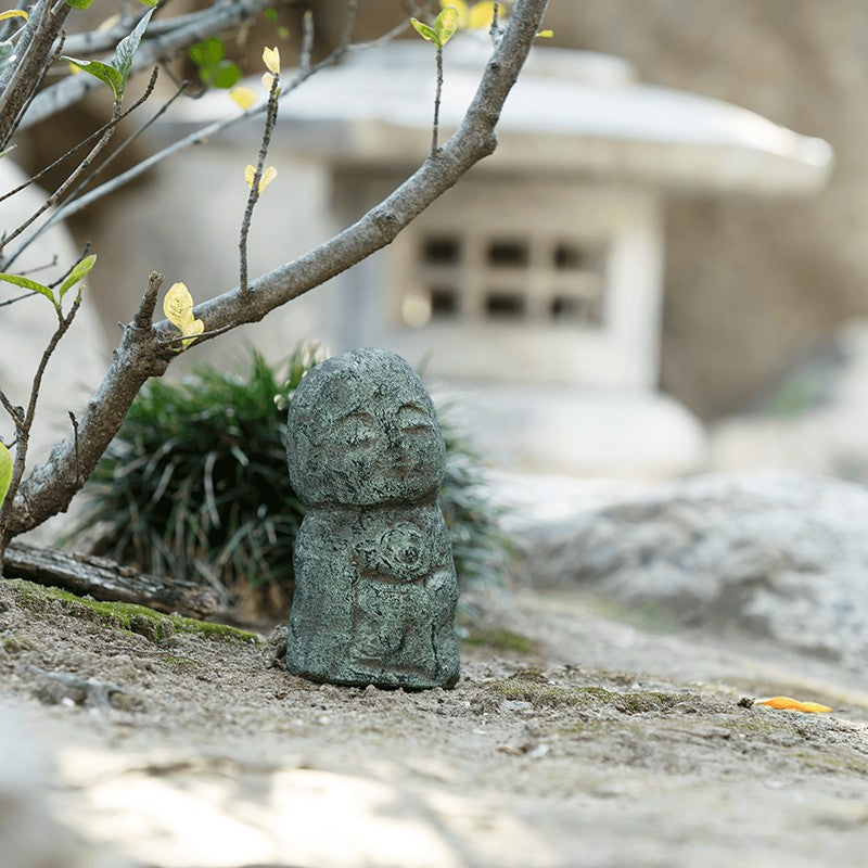 Garden Age Supply Friendly Jizo Light Rustic Green Set Of 4 | Garden Sculptures & Statues | 46239 |  Modishstore  - 2