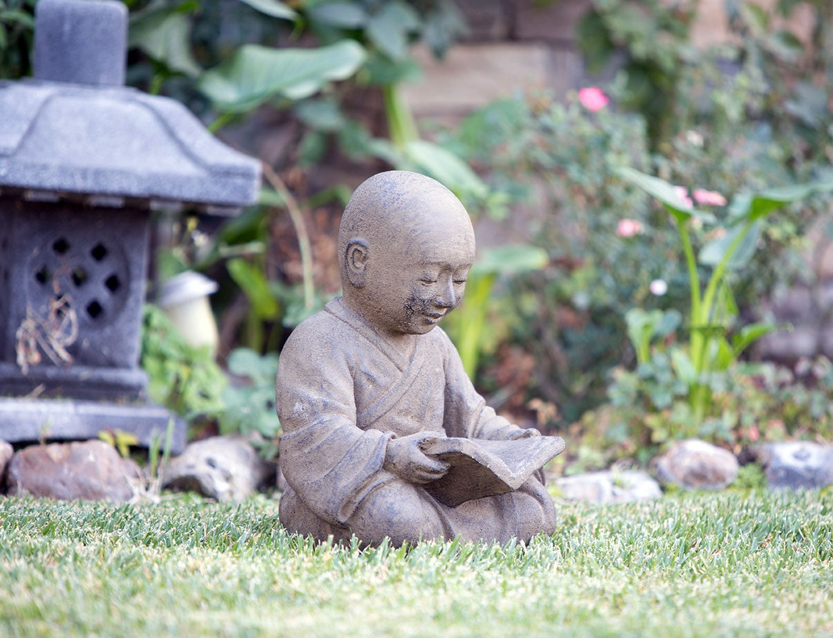 Garden Age Supply Reading Shaolin Monk Set Of 2 | Garden Sculptures & Statues | 46247 |  Modishstore  - 2