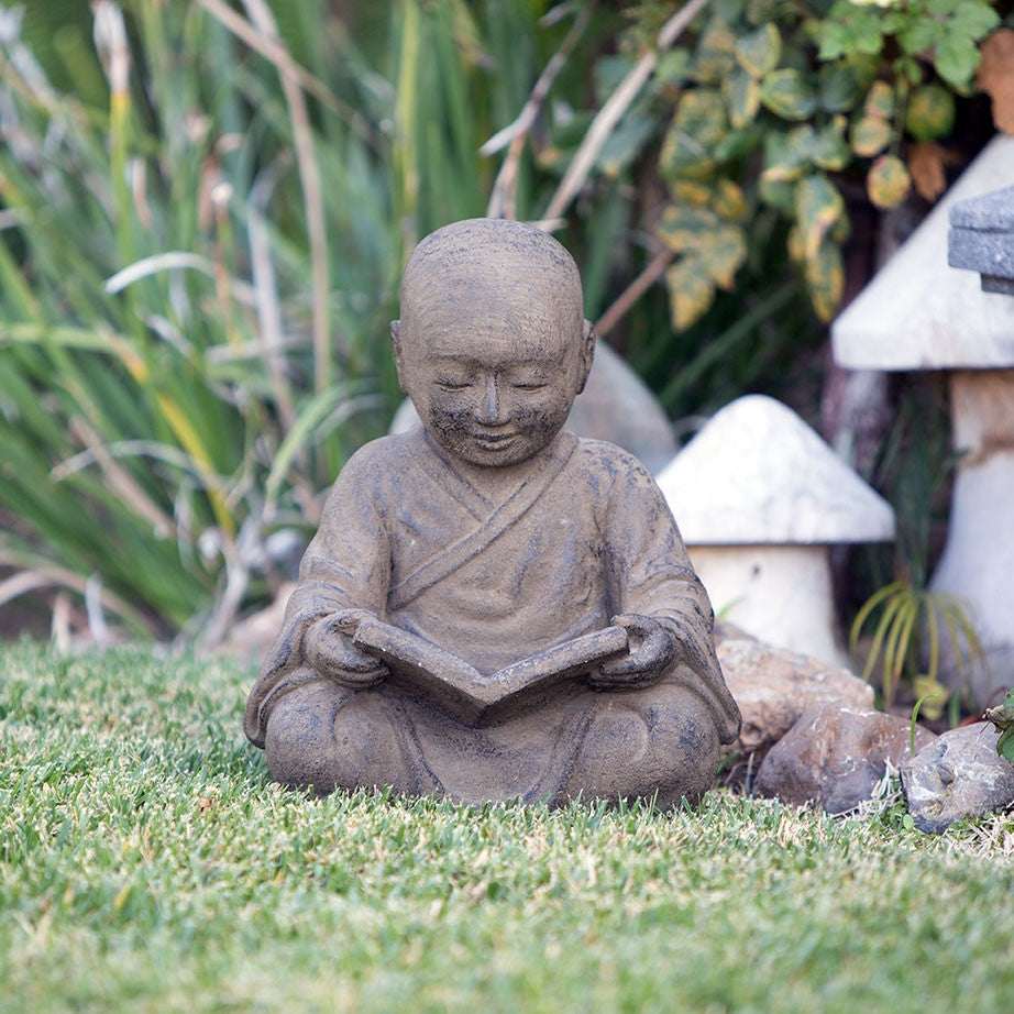 Garden Age Supply Reading Shaolin Monk Set Of 2 | Garden Sculptures & Statues | 46247 |  Modishstore 
