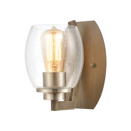 Bixler 1-Light Sconce in Light Wood with Seedy Glass ELK Lighting | Sconces | Modishstore