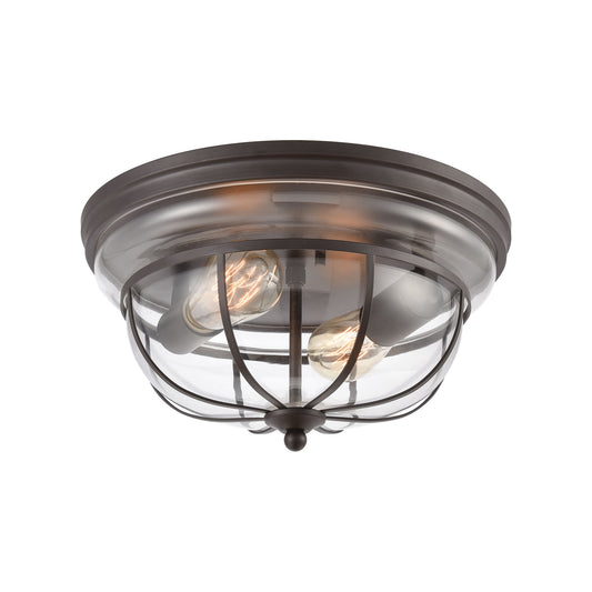 Manhattan Boutique 2-Light Flush Mount in Oil Rubbed Bronze with Clear Glass ELK Lighting | Ceiling Lamps | Modishstore