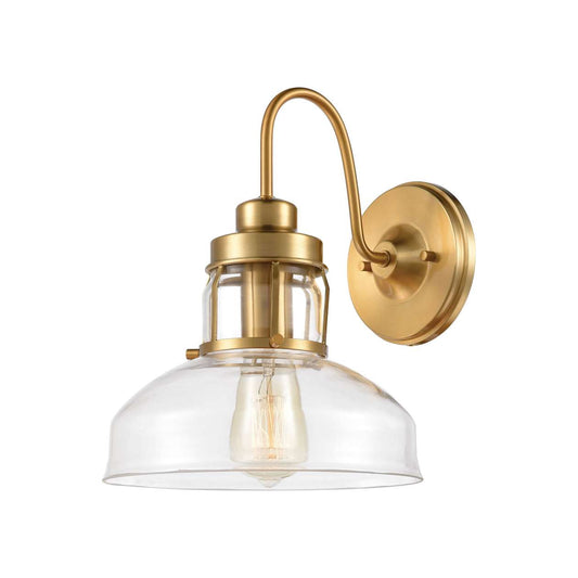 Manhattan Boutique 1-Light Sconce in Brushed Brass with Clear Glass | Sconces | Modishstore