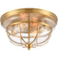 Manhattan Boutique 2-Light Flush Mount in Brushed Brass with Clear Glass | Ceiling Lamps | Modishstore
