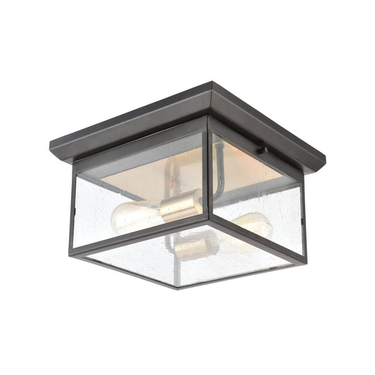 Knowlton 2-Light Flush Mount in Matte Black with Seedy Glass ELK Lighting | Ceiling Lamps | Modishstore