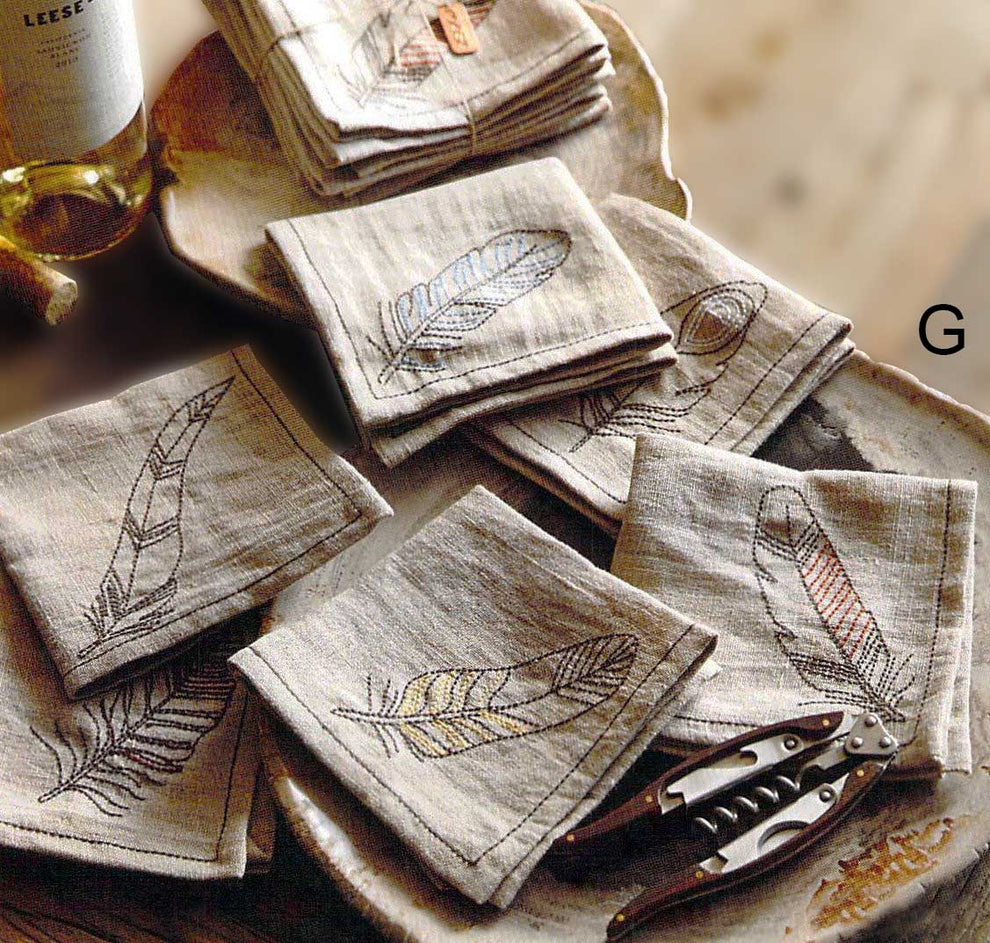 Roost Feather Cocktail Napkins & Tiny Forest Coasters - Set Of 6-4