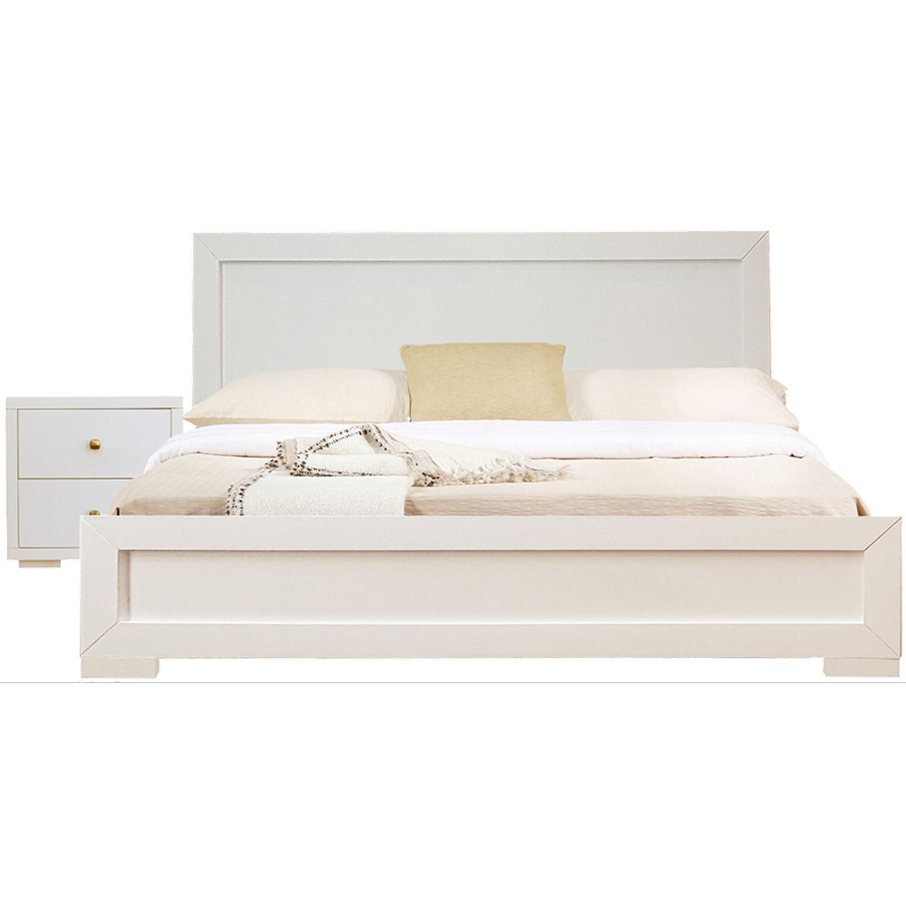 Moma White Wood Platform Twin Bed With Nightstand By Homeroots | Beds | Modishstore