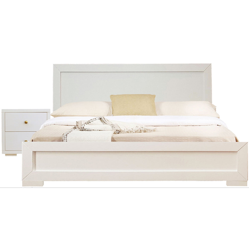 Moma White Wood Platform Twin Bed With Nightstand By Homeroots | Beds | Modishstore - 2