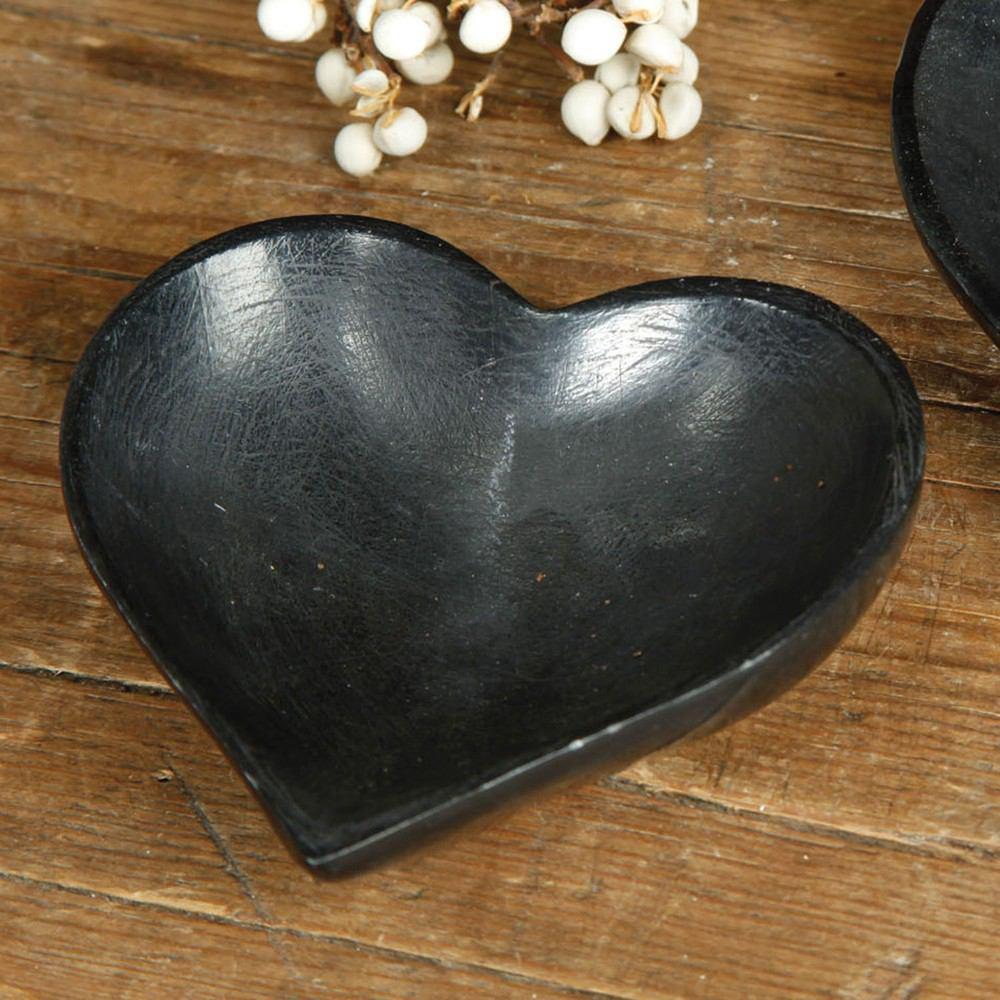 HomArt Soapstone Heart Bowl - Black - Set of 4-4