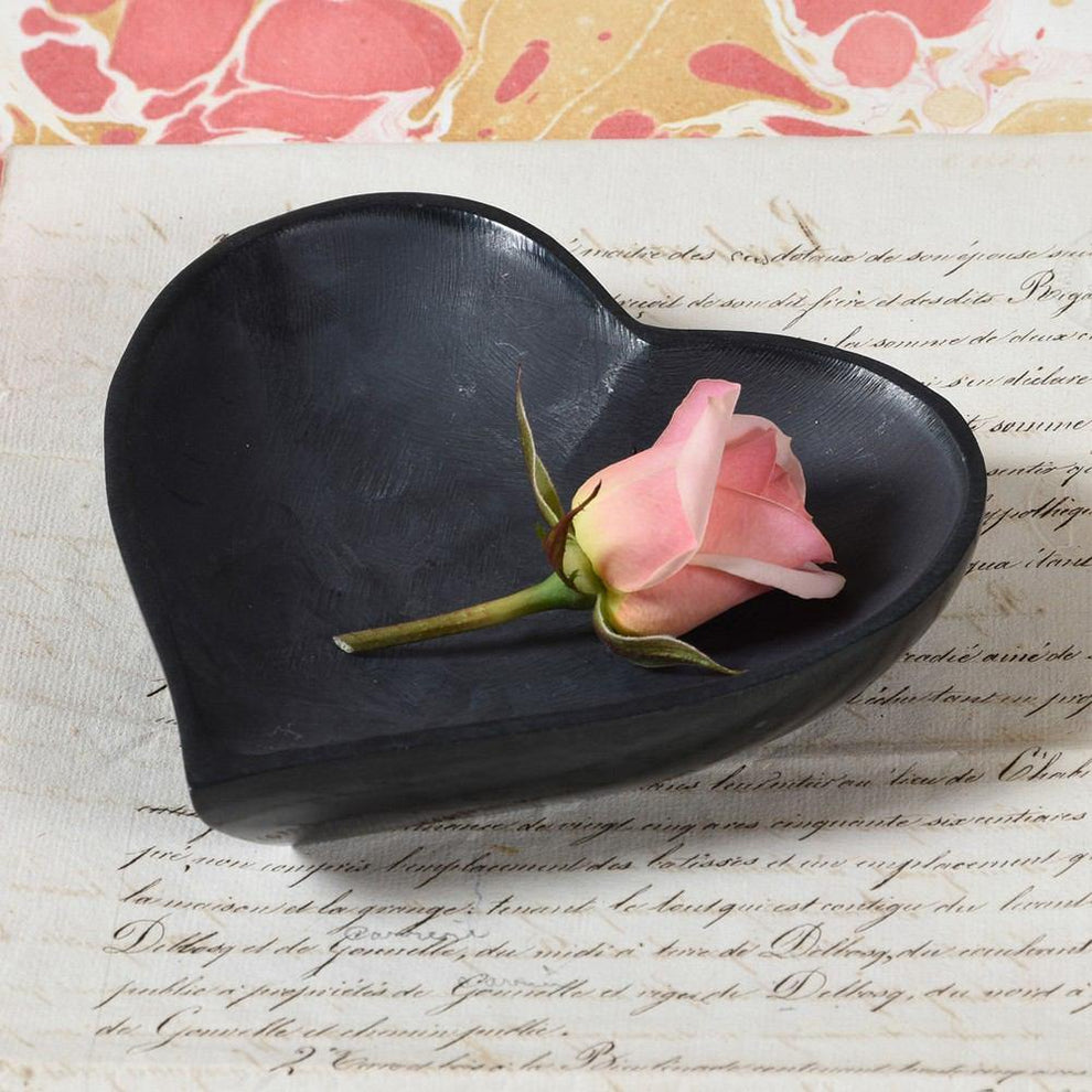 HomArt Soapstone Heart Bowl - Black - Set of 4-6