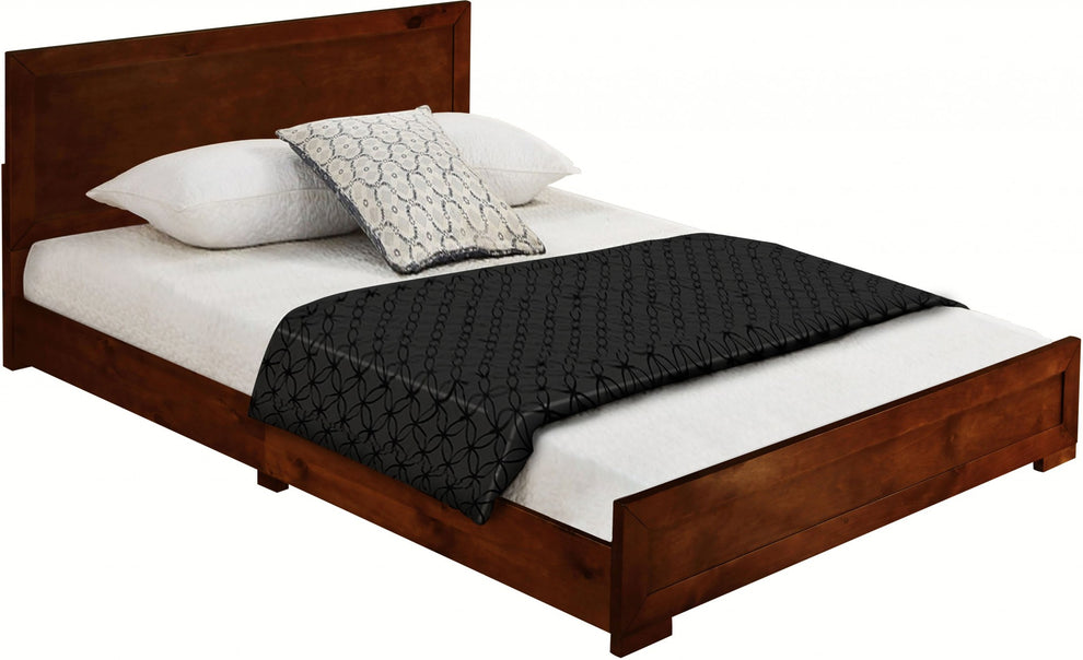 Moma Walnut Wood Platform Twin Bed With Nightstand By Homeroots | Beds | Modishstore - 5