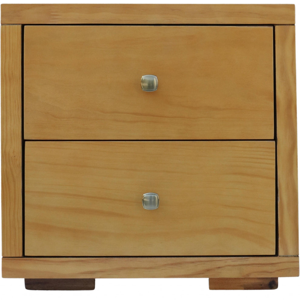 Moma Oak Wood Platform Queen Bed With Two Nightstands By Homeroots | Beds | Modishstore - 6