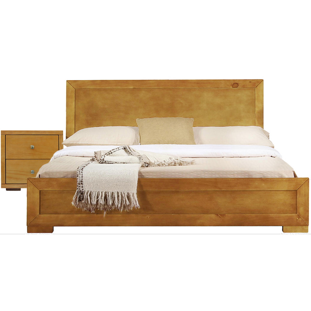 Moma Oak Wood Platform Full Bed With Nightstand By Homeroots | Beds | Modishstore - 2