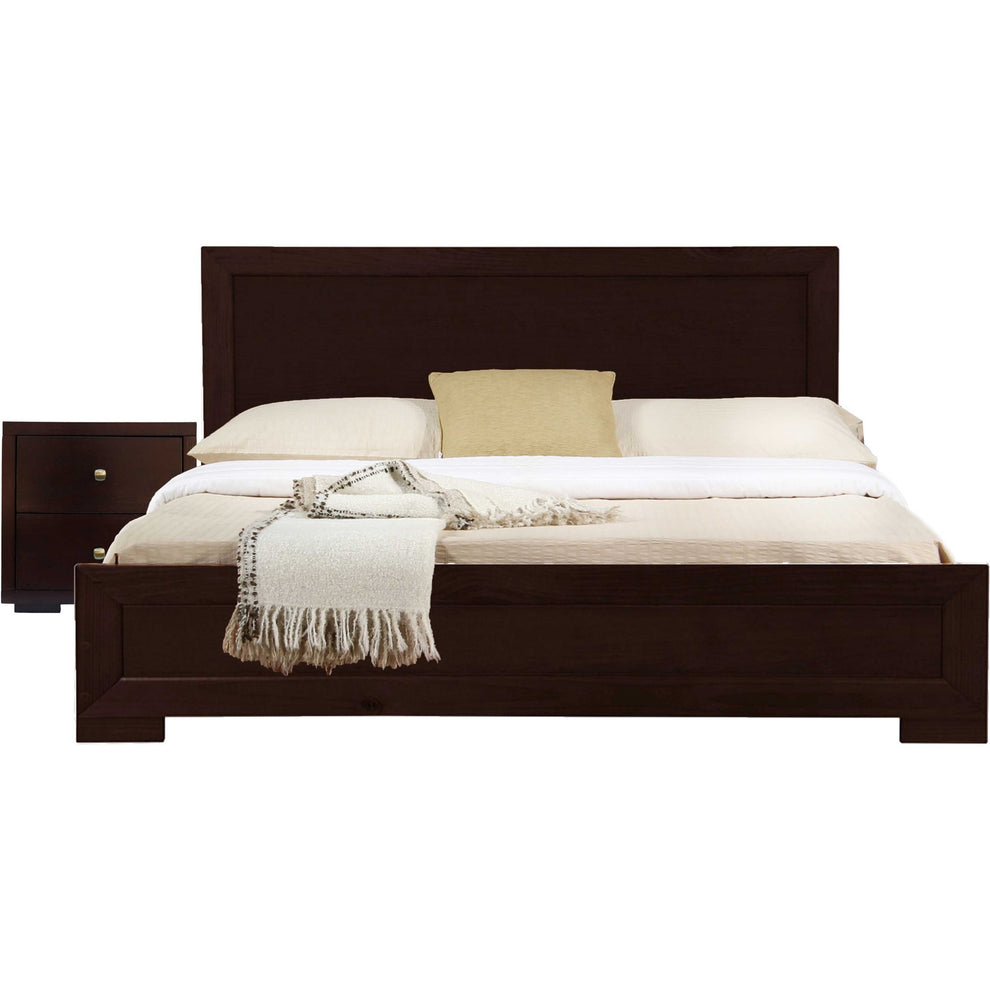 Moma Espresso Wood Platform Full Bed With Nightstand By Homeroots | Beds | Modishstore - 2