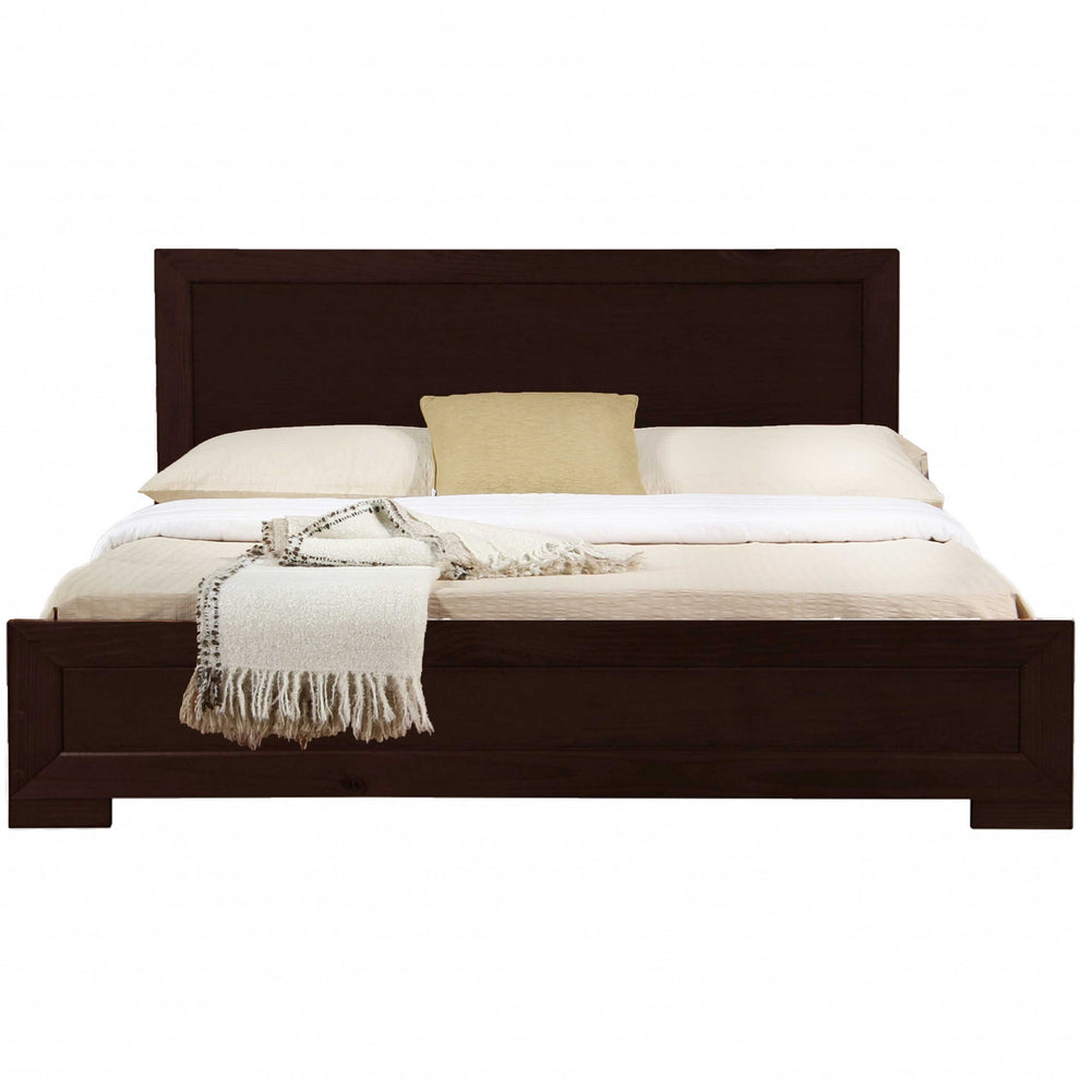 Moma Espresso Wood Platform Full Bed With Nightstand By Homeroots | Beds | Modishstore - 4