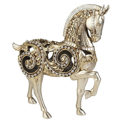 12" Silver With Gold Polyresin Horse Statue Sculpture By Homeroots | Animals & Pets | Modishstore