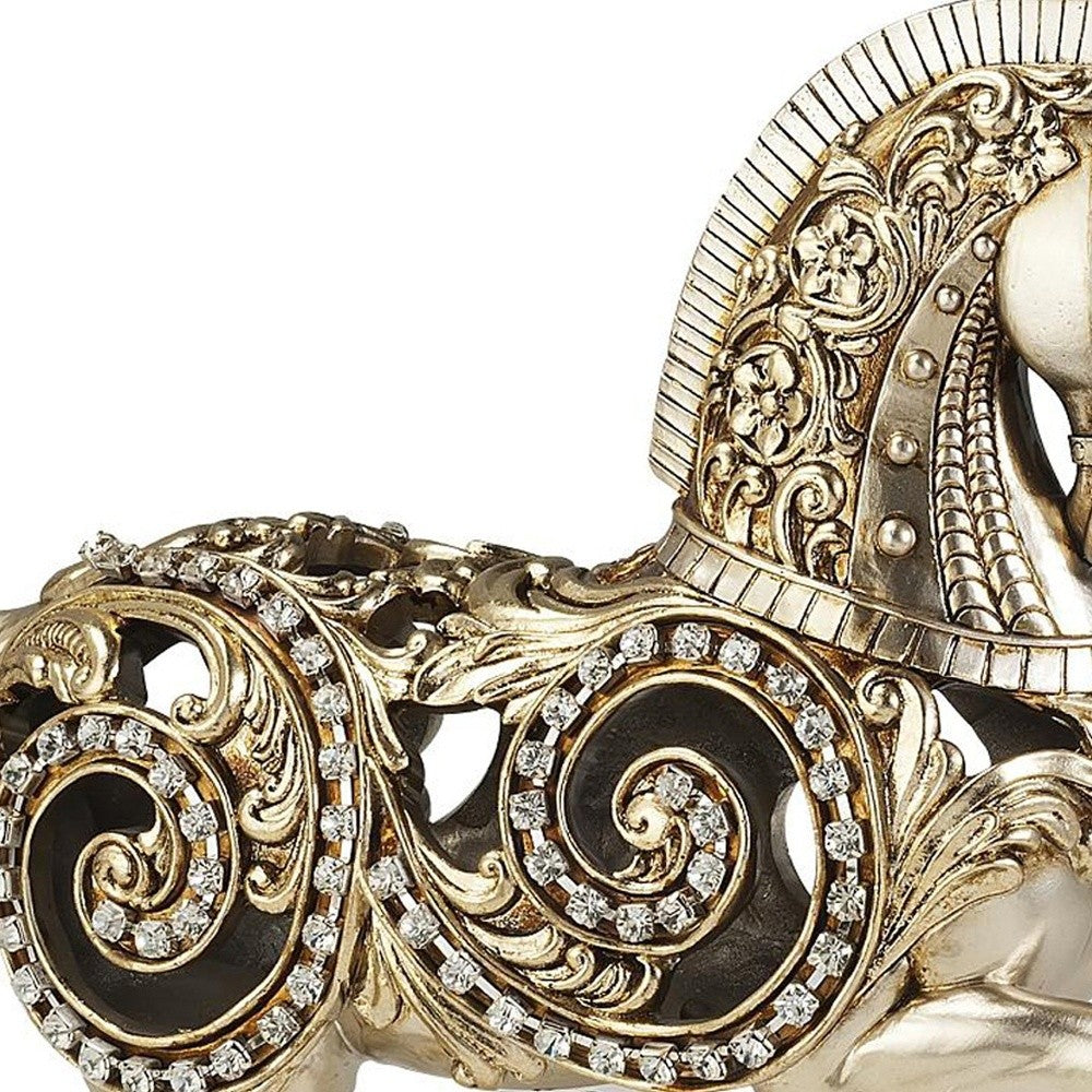 12" Silver With Gold Polyresin Horse Statue Sculpture By Homeroots | Animals & Pets | Modishstore - 3