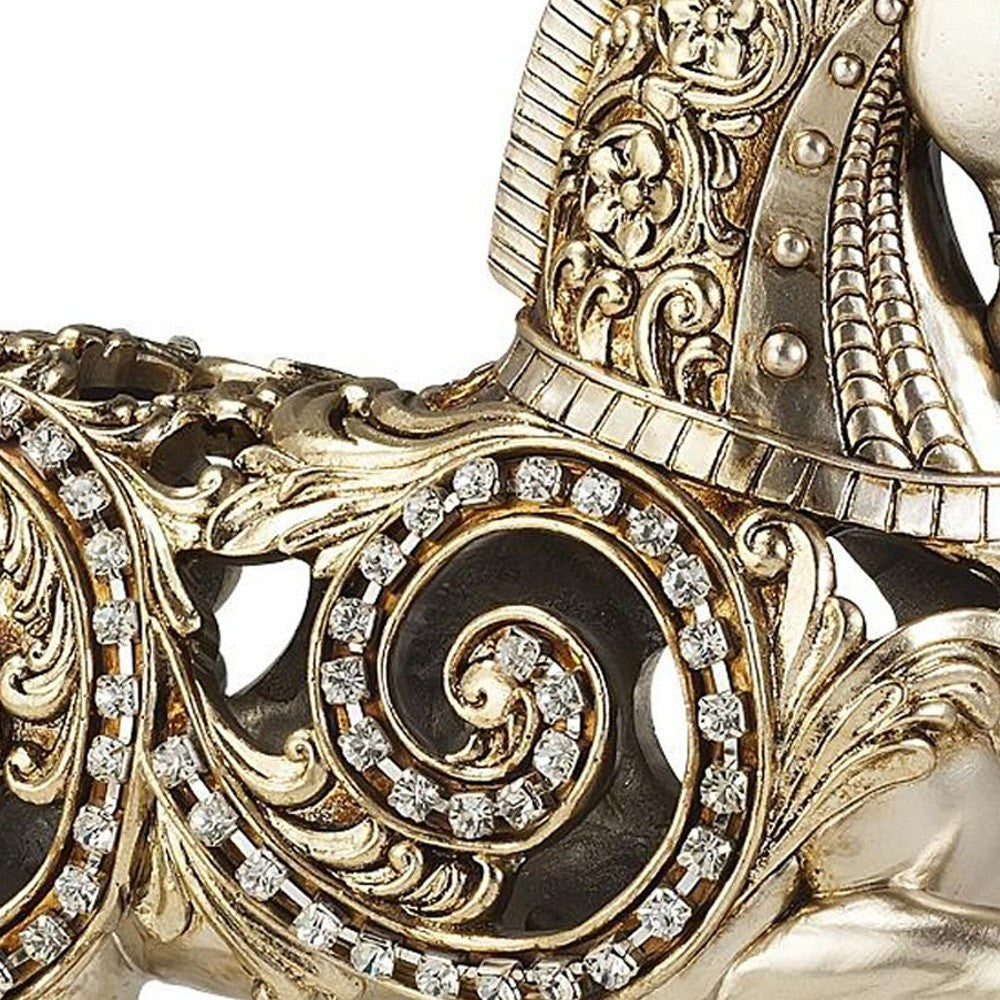 12" Silver With Gold Polyresin Horse Statue Sculpture By Homeroots | Animals & Pets | Modishstore - 4