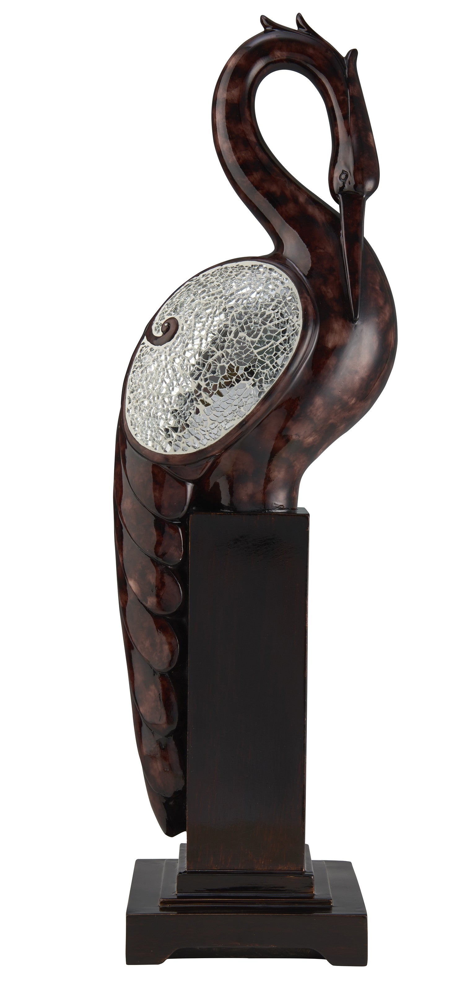 27" Marbleized Cherry Brown Polyresin Crane Figurine Sculpture By Homeroots | Sculptures | Modishstore - 2