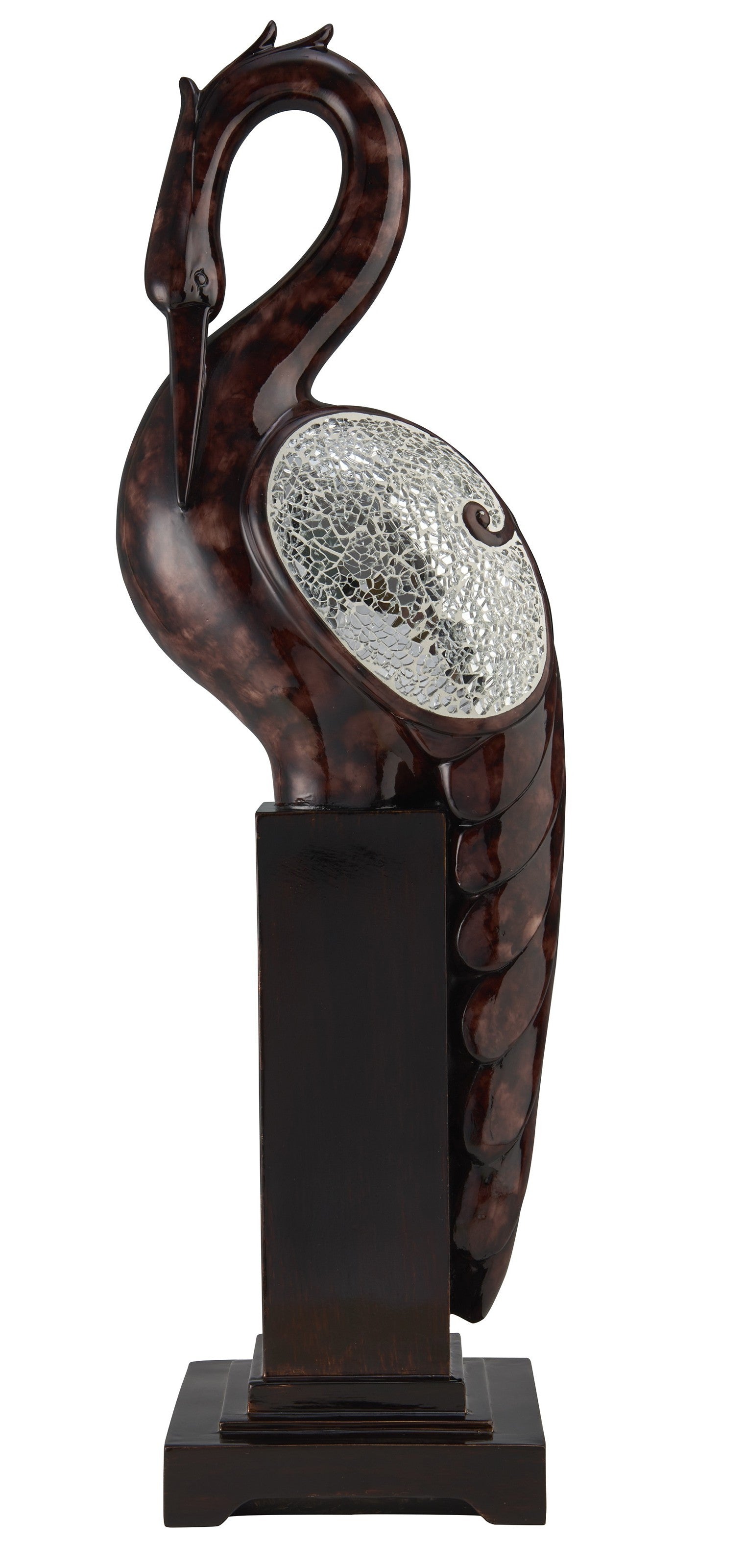 27" Marbleized Cherry Brown Polyresin Crane Figurine Sculpture By Homeroots | Sculptures | Modishstore - 3