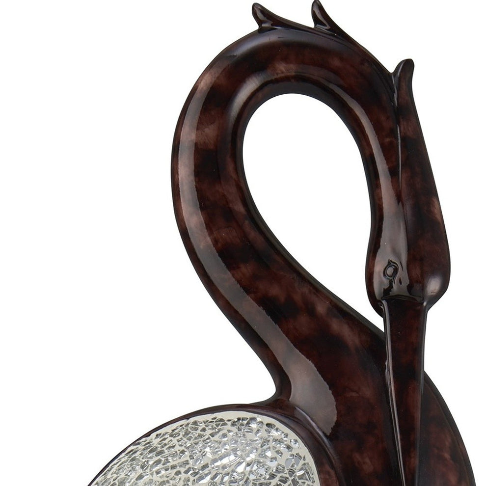 27" Marbleized Cherry Brown Polyresin Crane Figurine Sculpture By Homeroots | Sculptures | Modishstore - 4