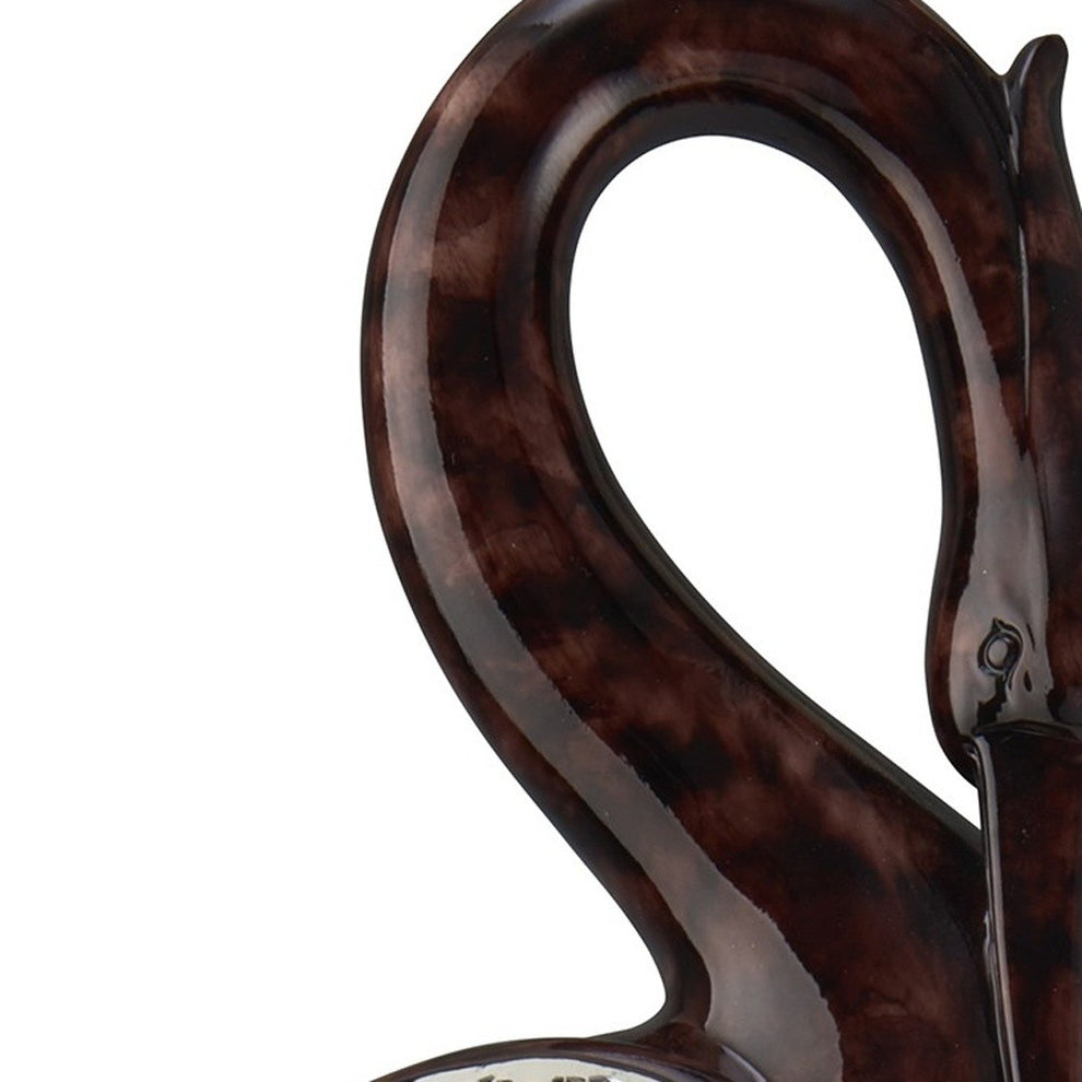 27" Marbleized Cherry Brown Polyresin Crane Figurine Sculpture By Homeroots | Sculptures | Modishstore - 5