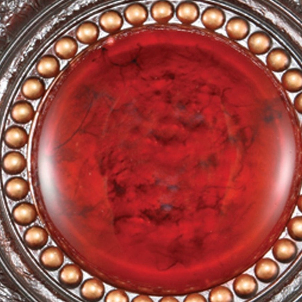 21" Red And Brown Round Polyresin Decorative Plaque By Homeroots | Sculptures | Modishstore - 3