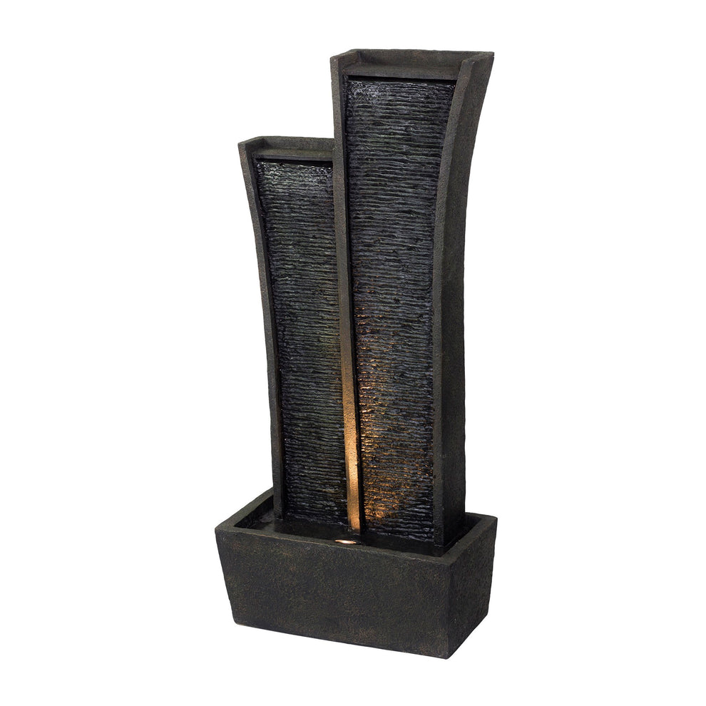 41" Grey Polyresin Tower Indoor Outdoor Tabletop Fountain By Homeroots | Sculptures | Modishstore - 2