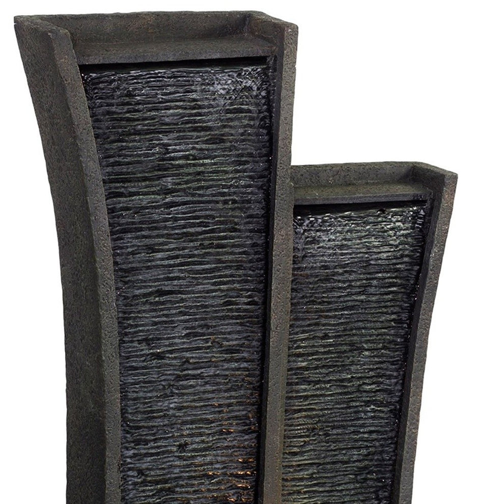 41" Grey Polyresin Tower Indoor Outdoor Tabletop Fountain By Homeroots | Sculptures | Modishstore - 3