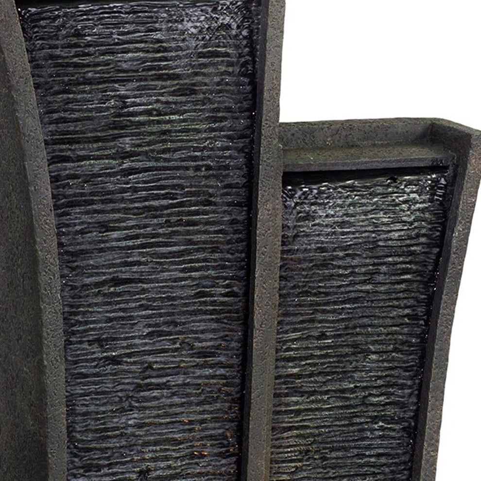 41" Grey Polyresin Tower Indoor Outdoor Tabletop Fountain By Homeroots | Sculptures | Modishstore - 4