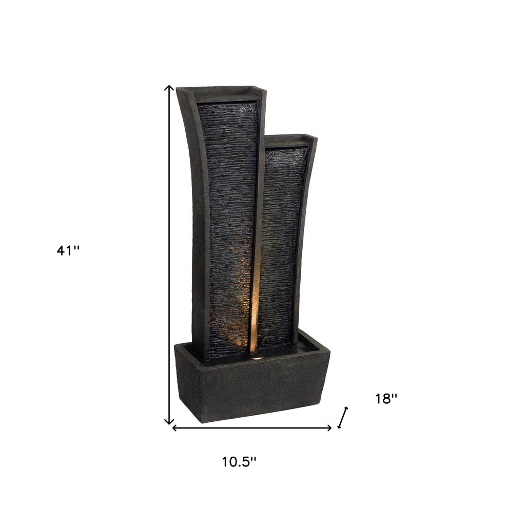 41" Grey Polyresin Tower Indoor Outdoor Tabletop Fountain By Homeroots | Sculptures | Modishstore - 5