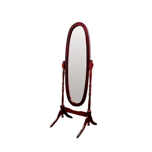 Classic Cherry Finish Cheval Standing Oval Mirror By Homeroots | Mirrors | Modishstore