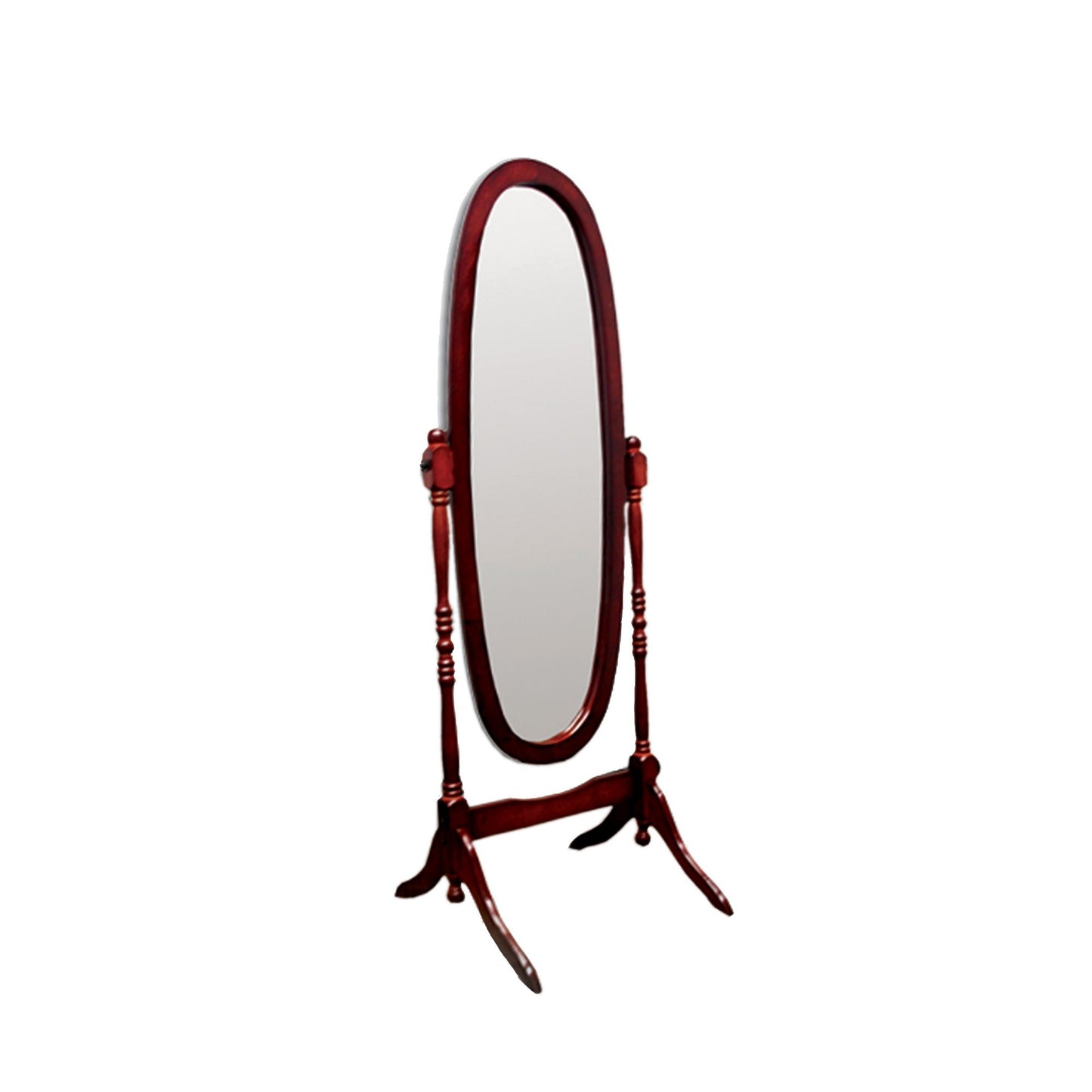 Classic Cherry Finish Cheval Standing Oval Mirror By Homeroots | Mirrors | Modishstore - 2