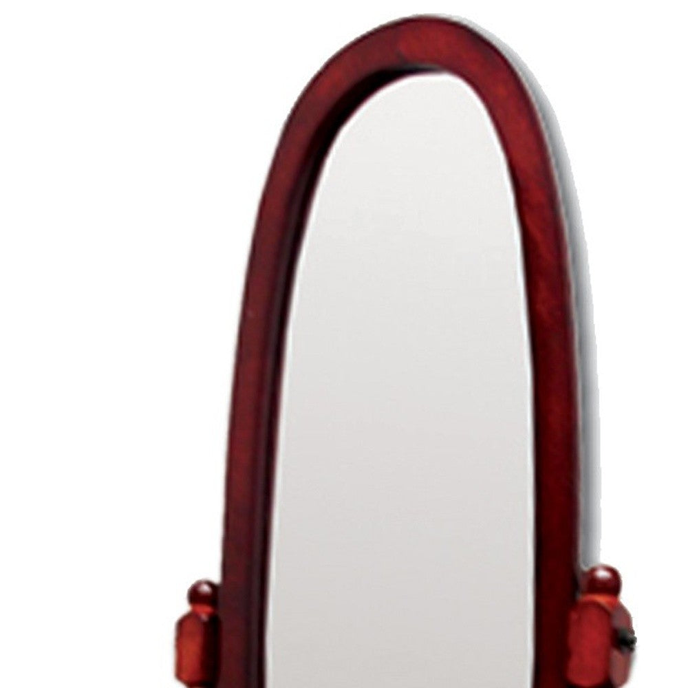 Classic Cherry Finish Cheval Standing Oval Mirror By Homeroots | Mirrors | Modishstore - 3
