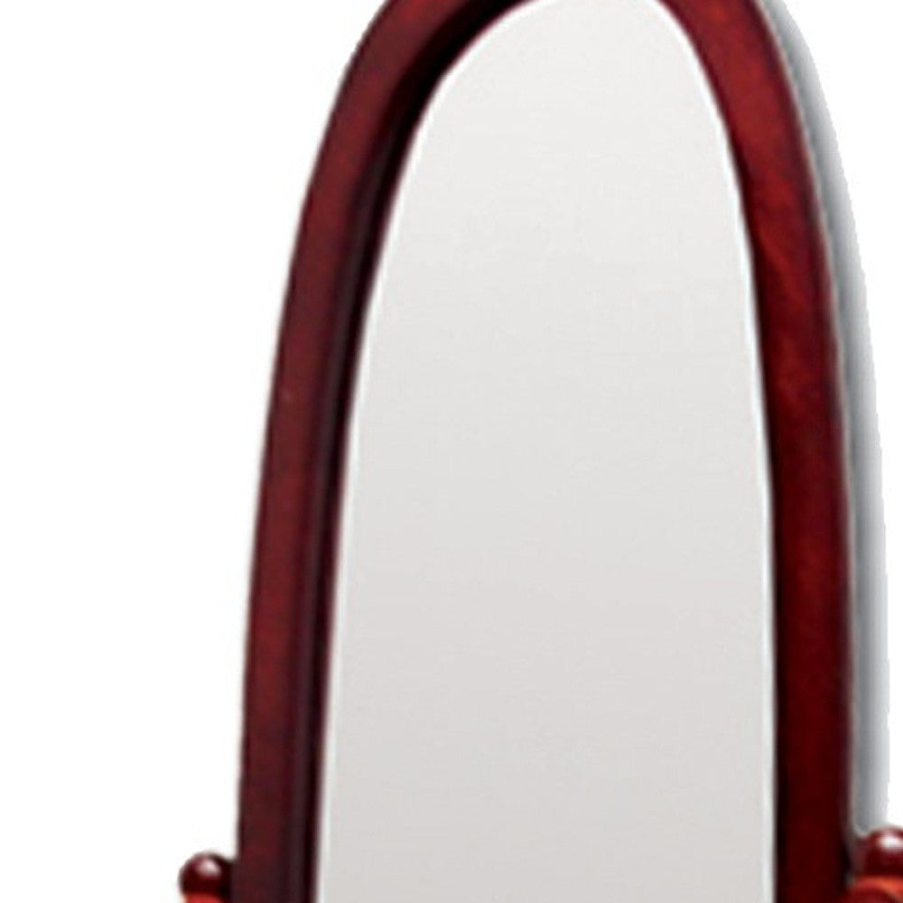 Classic Cherry Finish Cheval Standing Oval Mirror By Homeroots | Mirrors | Modishstore - 4