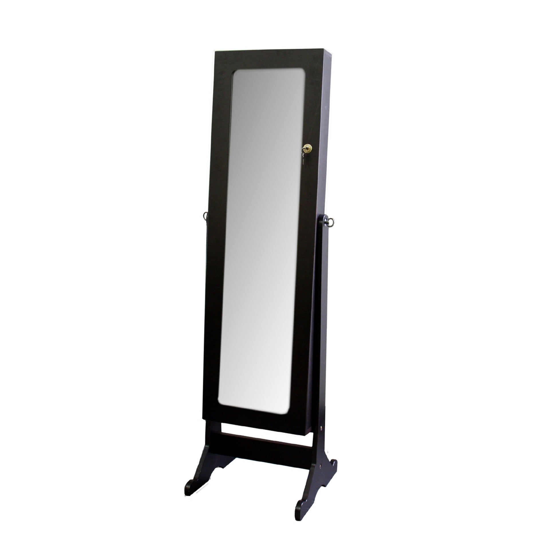 Universal Brown Standing Mirror with Jewelry Storage By Homeroots | Mirrors | Modishstore