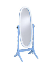 Pretty Pastel Blue and White Cheval Standing Oval Mirror By Homeroots