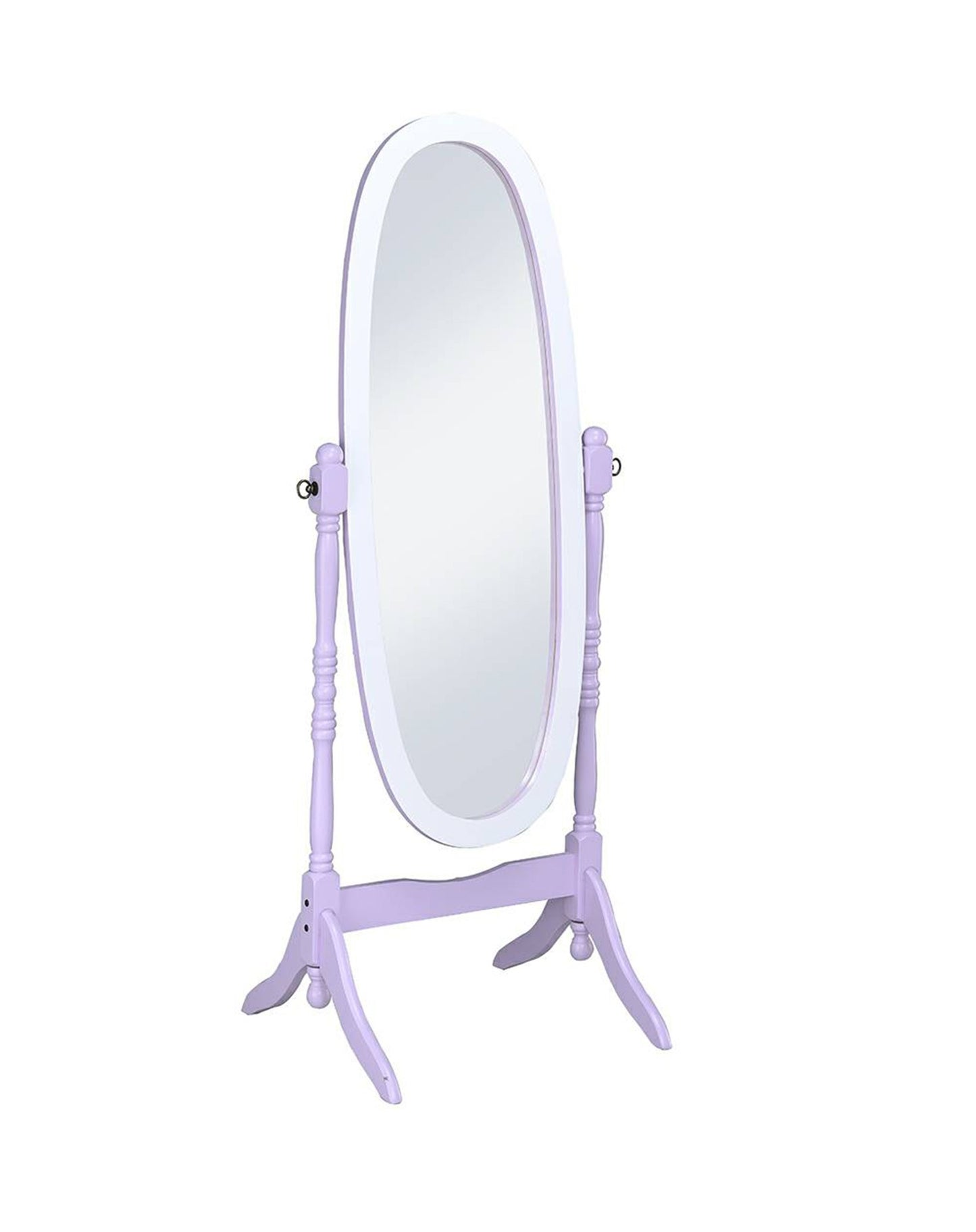 Pretty Pastel Blue and White Cheval Standing Oval Mirror By Homeroots | Mirrors | Modishstore - 5